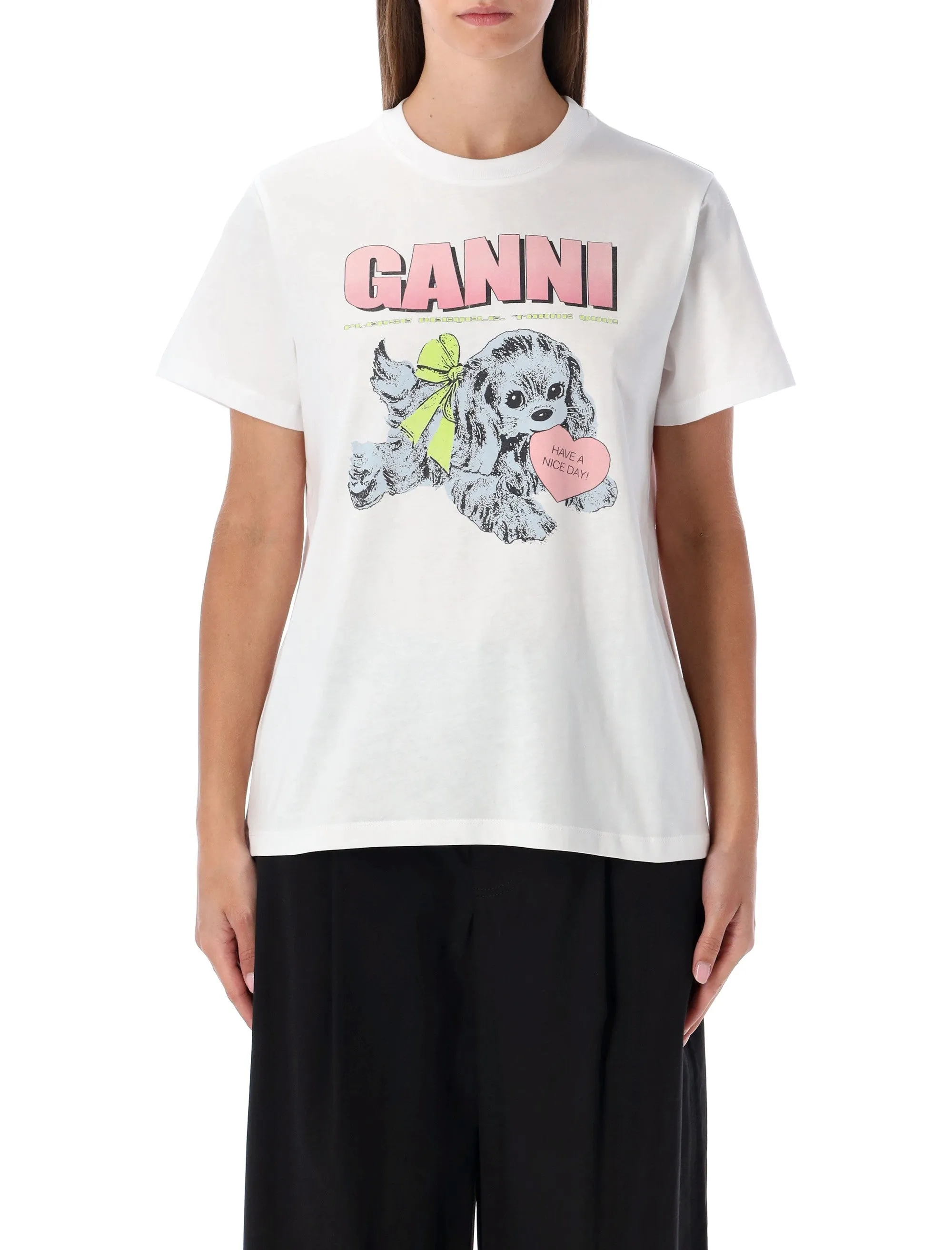 GANNI WHITE PUPPY COTTON T-SHIRT sold by Lord & Taylor