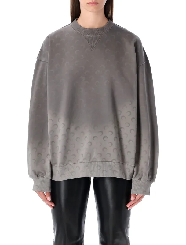 MARINE SERRE FADED MOON FLEECE RELAXED SWEATSHIRT WITH ALL-OVER PRINT sold by Lord & Taylor