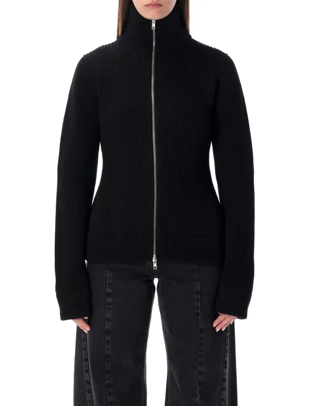 MAISON MARGIELA WOOL RIBBED ZIP-UP HIGH-NECK CARDIGAN sold by Lord & Taylor