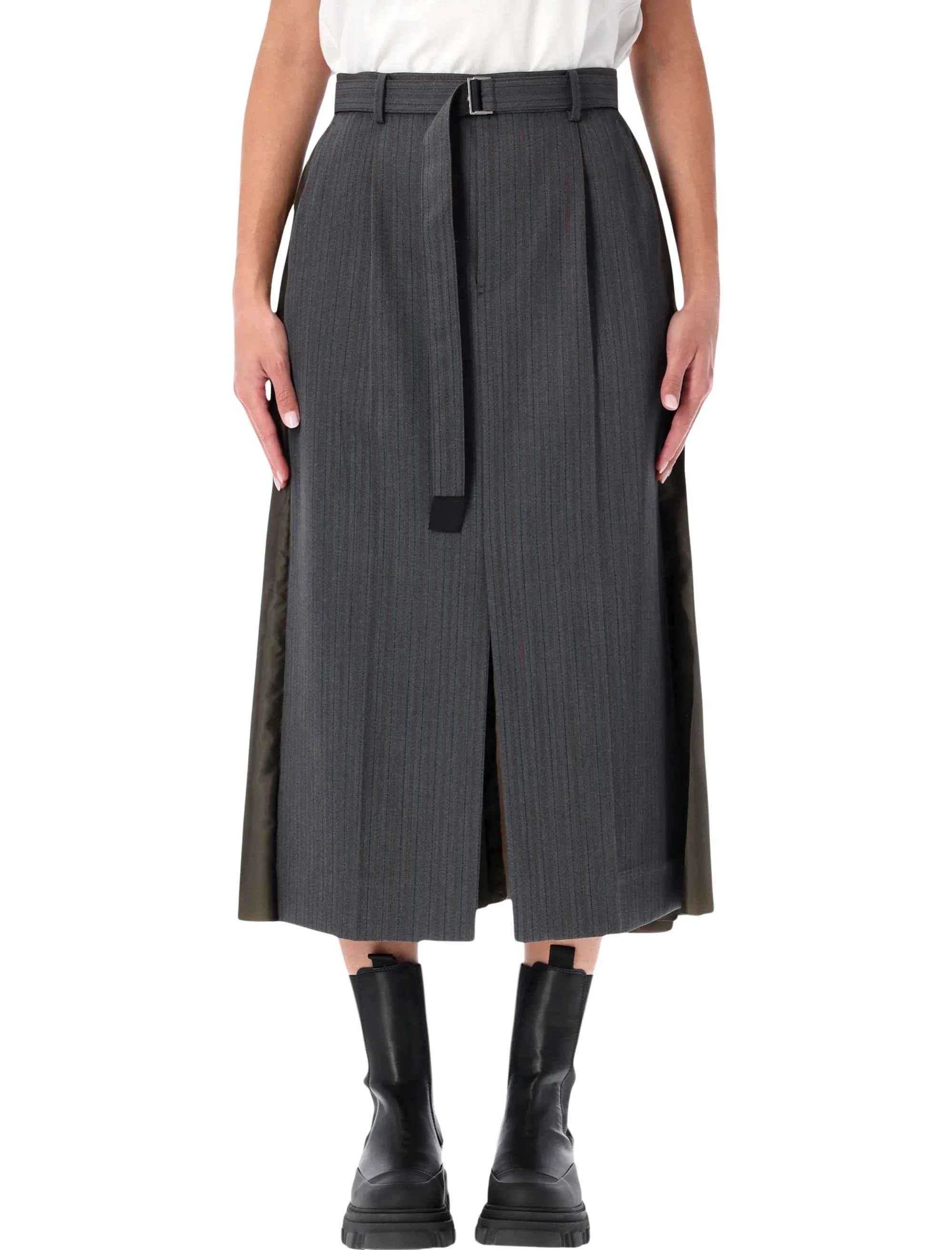 SACAI WOOL AND TWILL MIDI SKIRT sold by Lord & Taylor