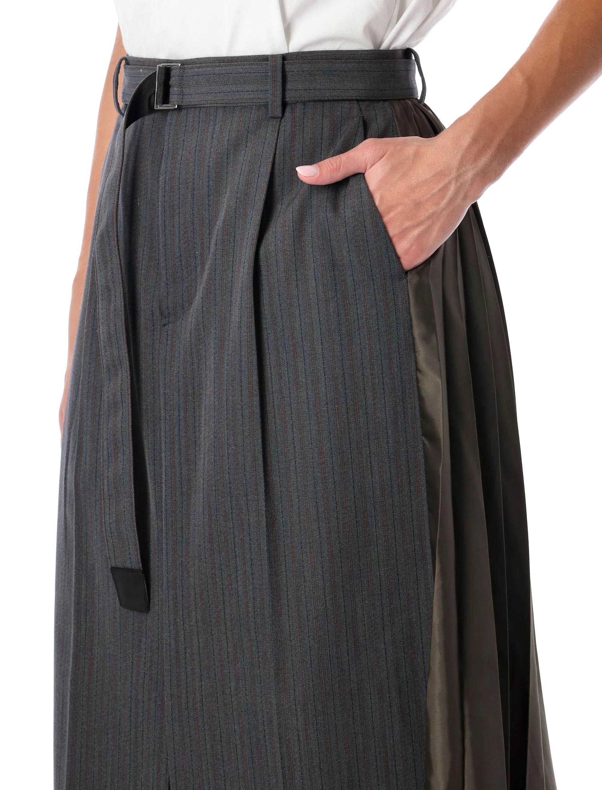 SACAI WOOL AND TWILL MIDI SKIRT sold by Lord & Taylor product image thumbnail 3