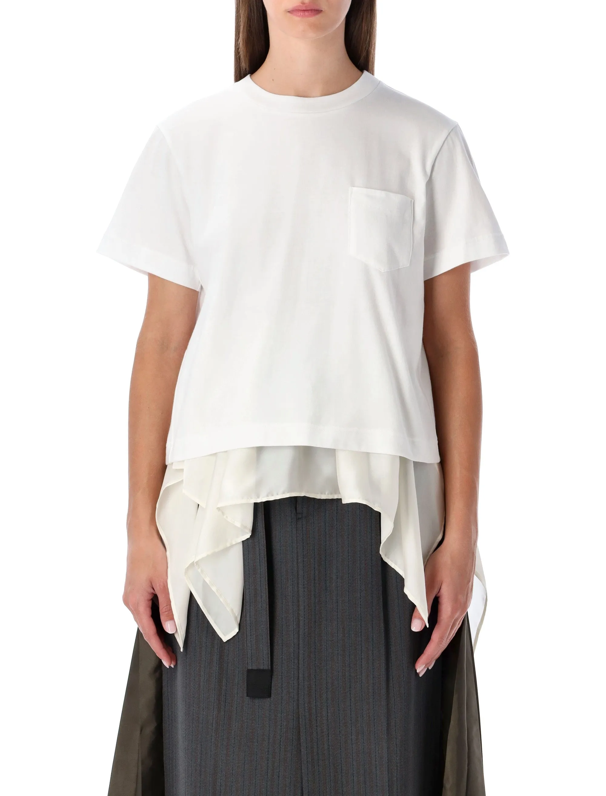 SACAI T-SHIRT WITH VOILE BACK INSERT sold by Lord & Taylor