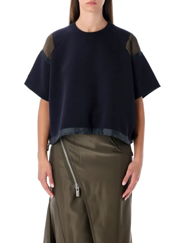 SACAI OVERSIZED TECHNICAL COTTON T-SHIRT WITH ADJUSTABLE DRAWSTRING HEM made by Sacai