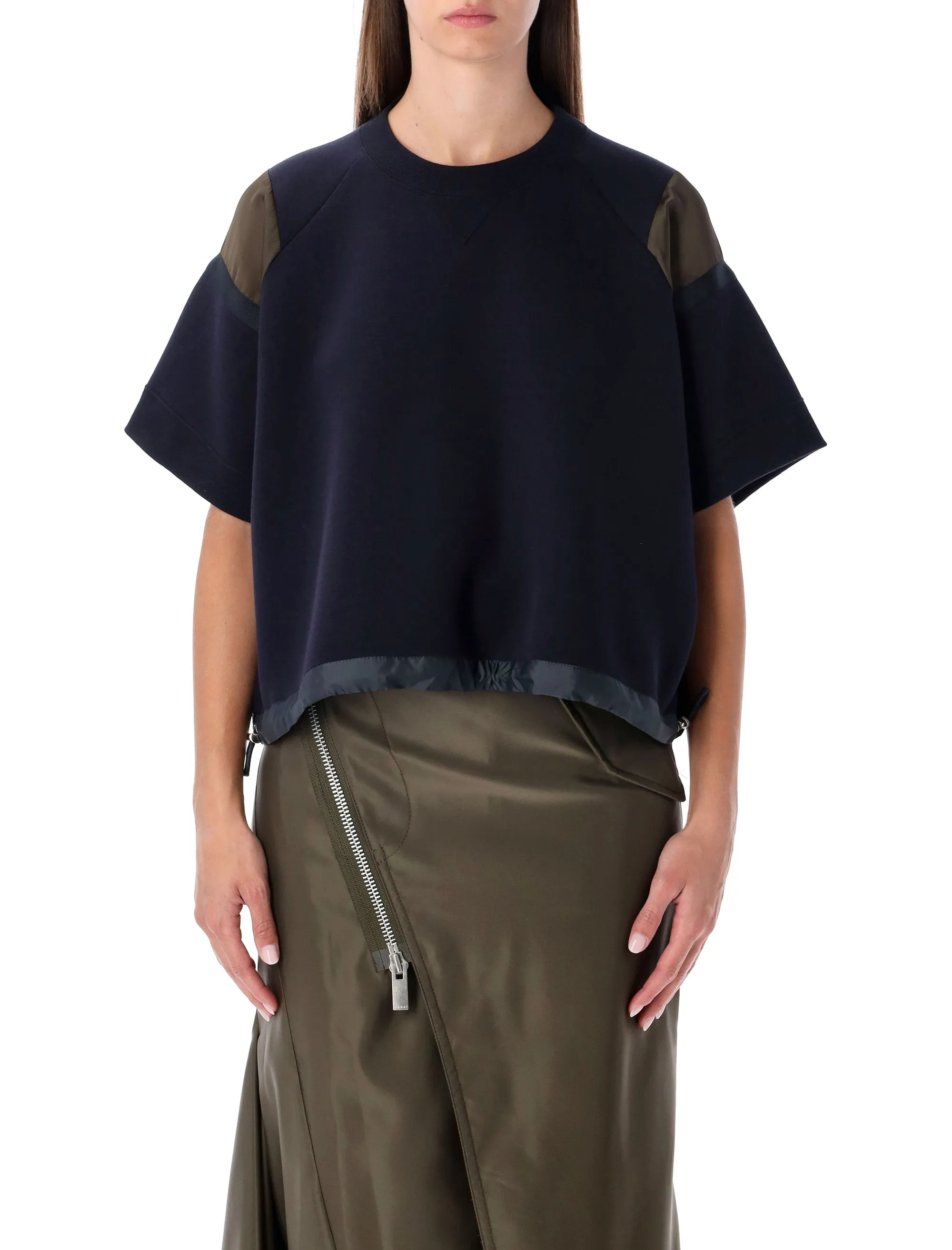 SACAI OVERSIZED TECHNICAL COTTON T-SHIRT WITH ADJUSTABLE DRAWSTRING HEM sold by Lord & Taylor