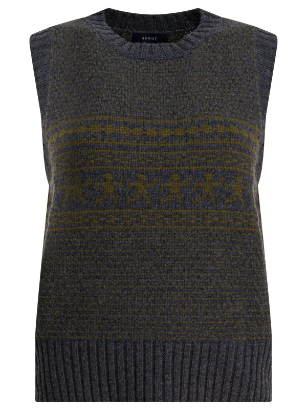 "NAMASTE" SLEEVELESS SWEATER made by soeur