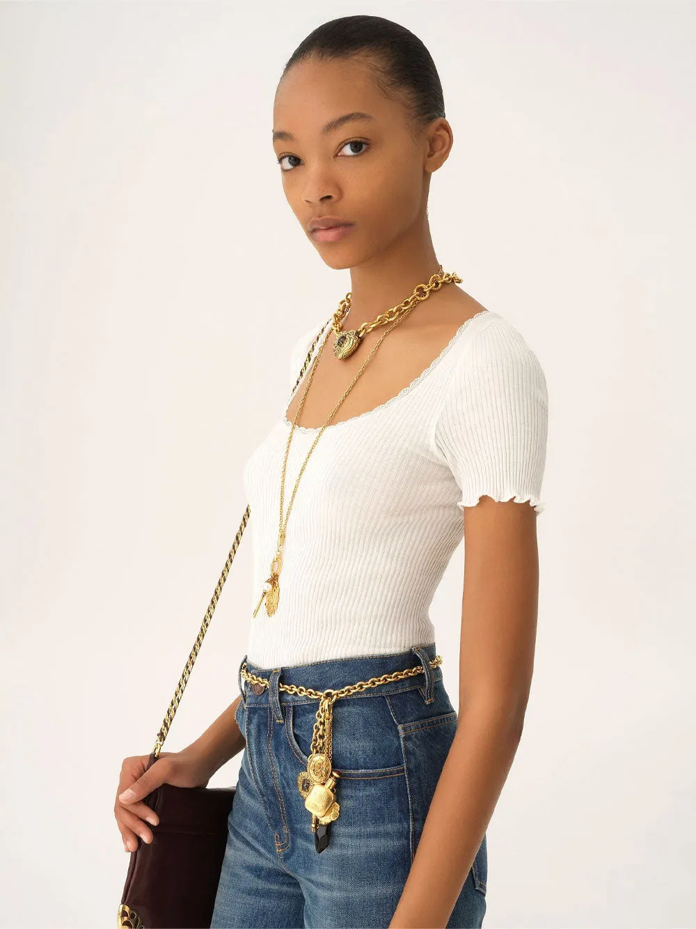 WHITE SILK & NYLON TOP sold by Lord & Taylor product image thumbnail 2