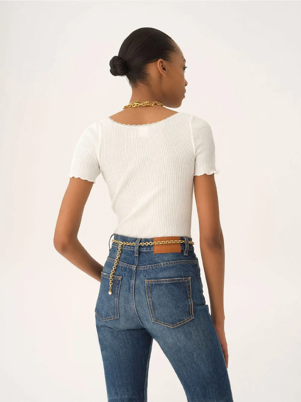 WHITE SILK & NYLON TOP sold by Lord & Taylor product image thumbnail 3