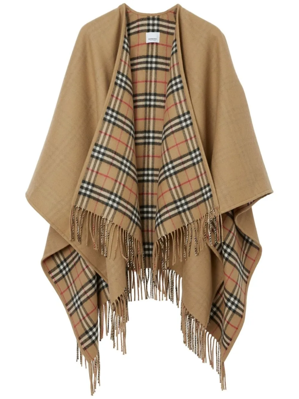BEIGE REVERSIBLE WOOL CAPE WITH BURBERRY CHECK sold by Lord & Taylor