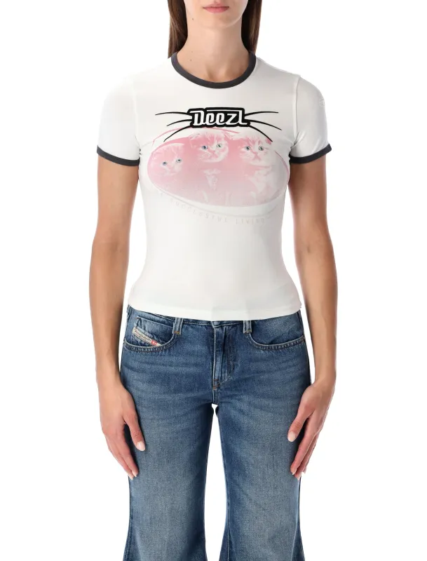 DIESEL T-UNCUTIES-LONG-R13 WHITE SLIM-FIT COTTON T-SHIRT made by Diesel