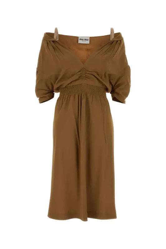CAMEL CREPE DRESS made by Miu Miu