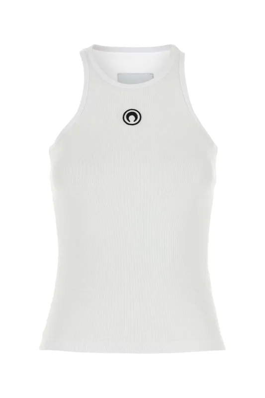 WHITE STRETCH COTTON TANK TOP made by Marine Serre