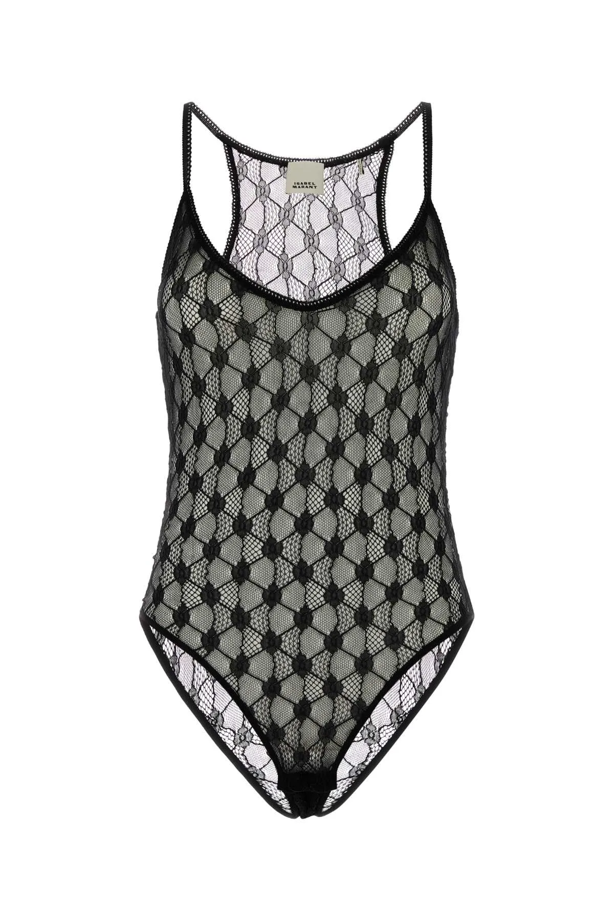 BLACK STRETCH LACE MILDY BODYSUIT sold by Lord & Taylor