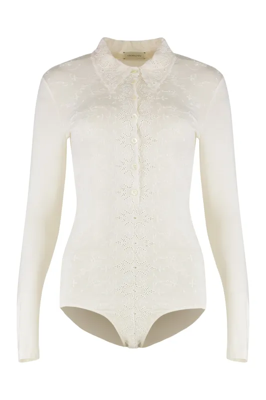 LONG-SLEEVE TRICOT POLO BODYSUIT sold by Lord & Taylor