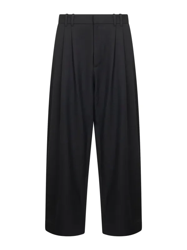 Black Technical Wool Double-Pleat Trousers sold by Lord & Taylor