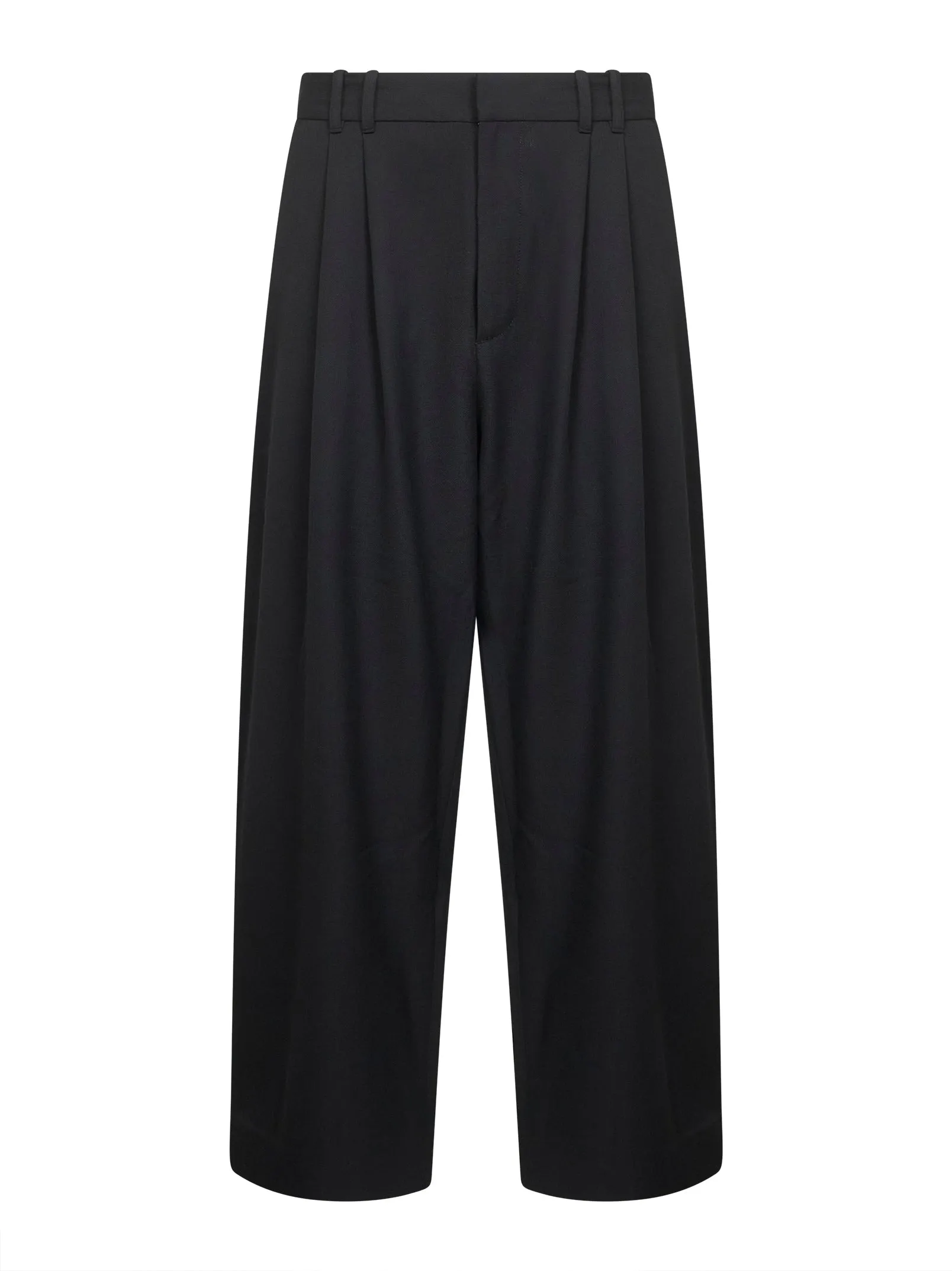 Black Technical Wool Double-Pleat Trousers sold by Lord & Taylor