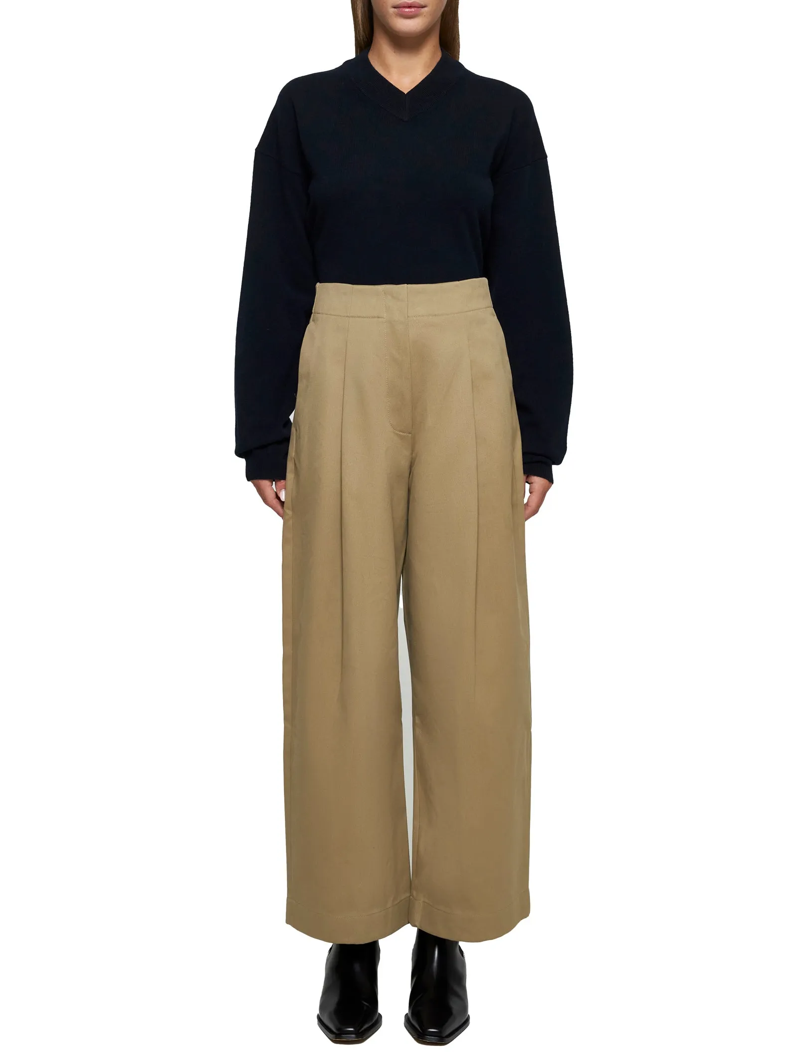 High-Waist Wide-Leg Gabardine Trousers sold by Lord & Taylor product image thumbnail 2