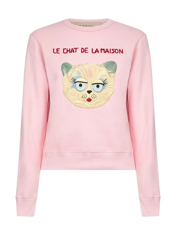 Pink Le Chat Embroidered Sweatshirt sold by Lord & Taylor