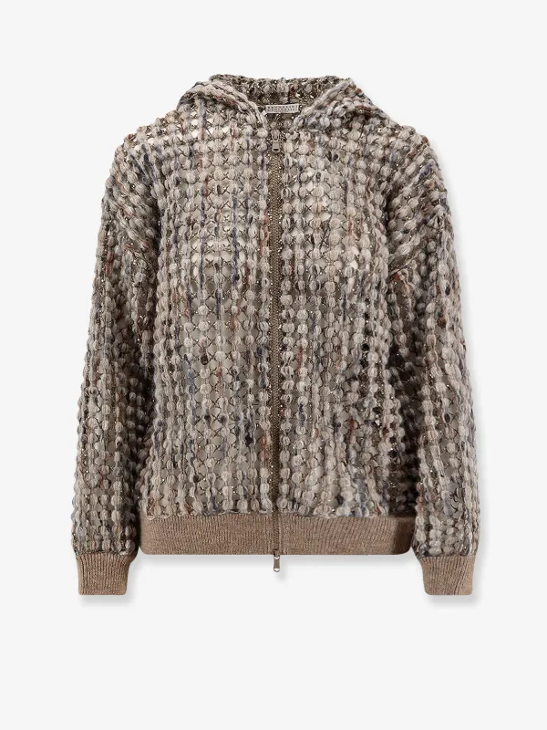 Perforated Wool-Blend Hooded Cardigan sold by Lord & Taylor