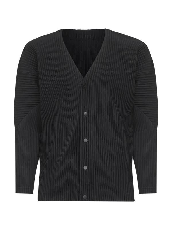 Black Pleated V-Neck Cardigan sold by Lord & Taylor