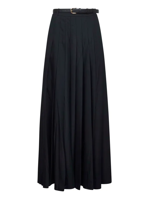 Black Twill Pleated Maxi Skirt sold by Lord & Taylor