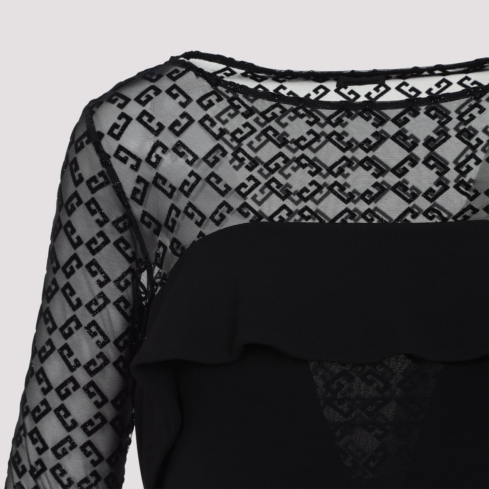 DRAPED DRESS IN SHINY MONOGRAM 72 JERSEY AND TULLE sold by Lord & Taylor product image thumbnail 5