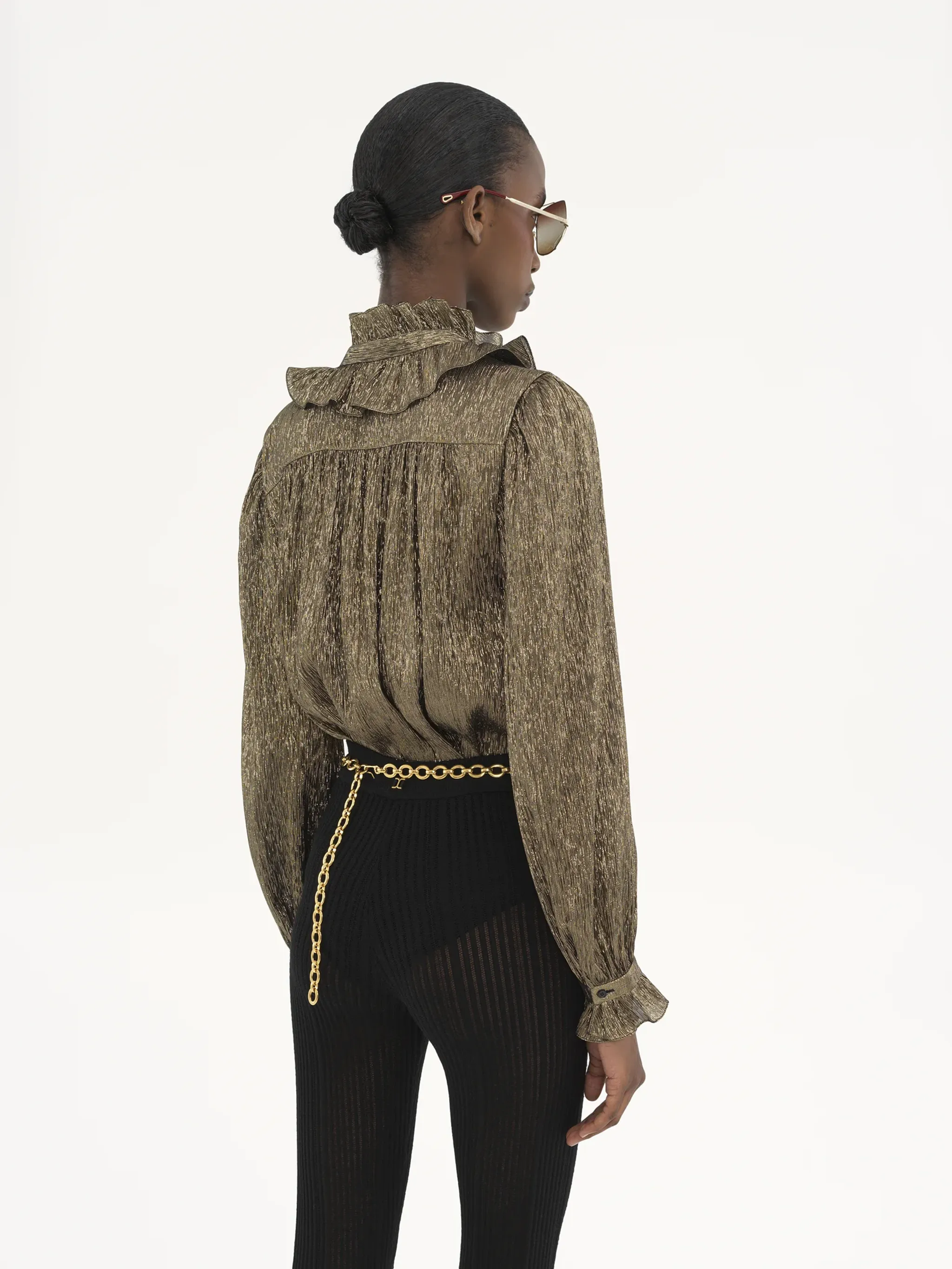 FLOWING BLOUSE IN LAMÉ SILK CREPE sold by Lord & Taylor product image thumbnail 4