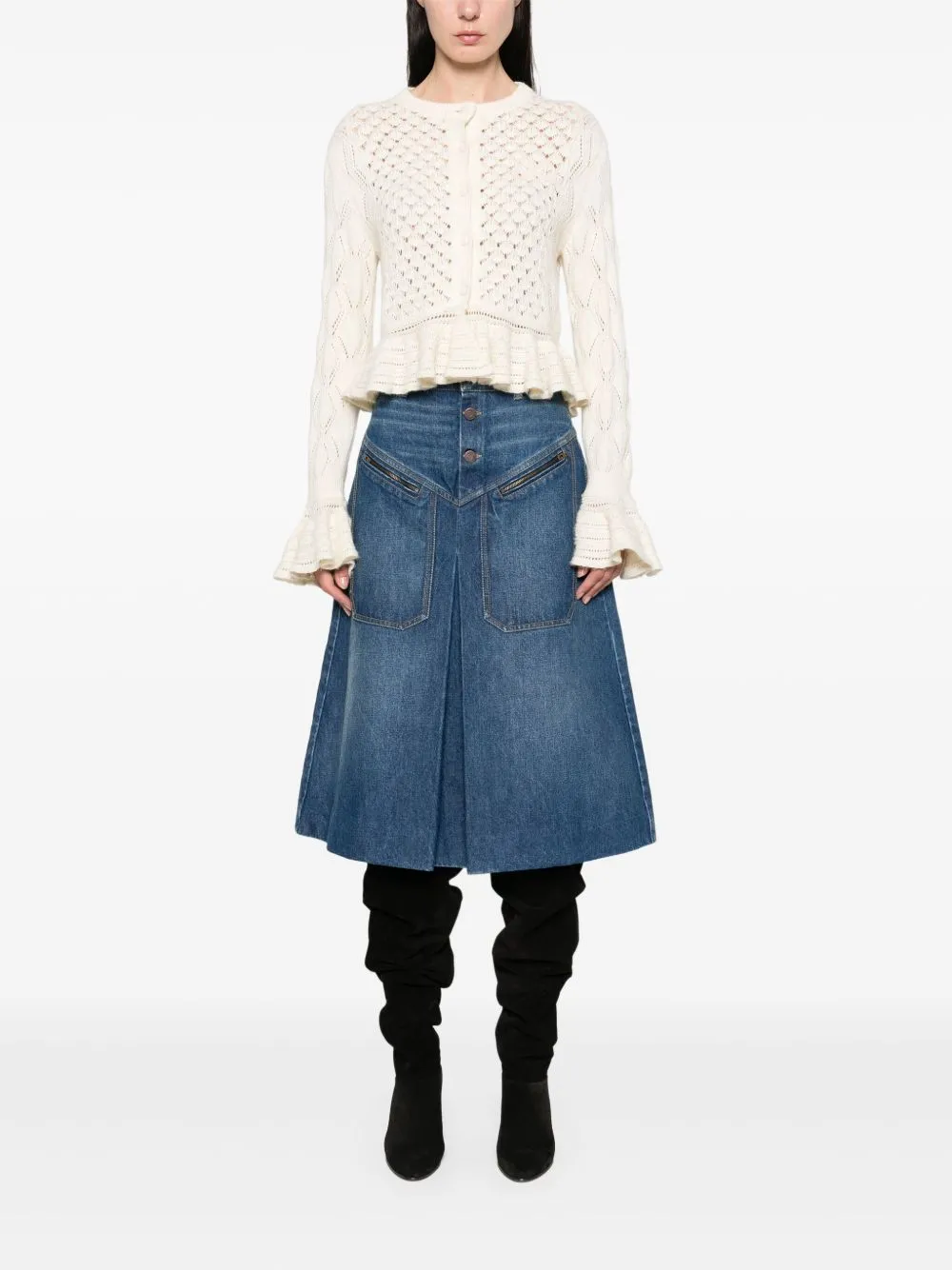 KNEE-LENGTH SKIRT IN DENIM sold by Lord & Taylor product image thumbnail 4