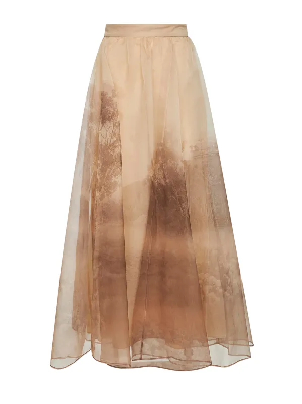 Landscape Print Organza Maxi Skirt sold by Lord & Taylor