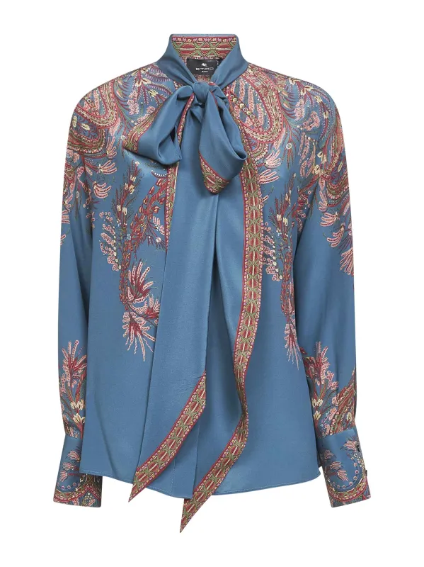 Light Blue Printed Silk Blouse sold by Lord & Taylor