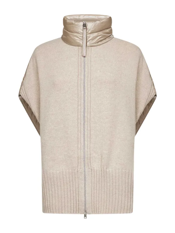 Ivory Knit and Ultralight Nylon Poncho sold by Lord & Taylor