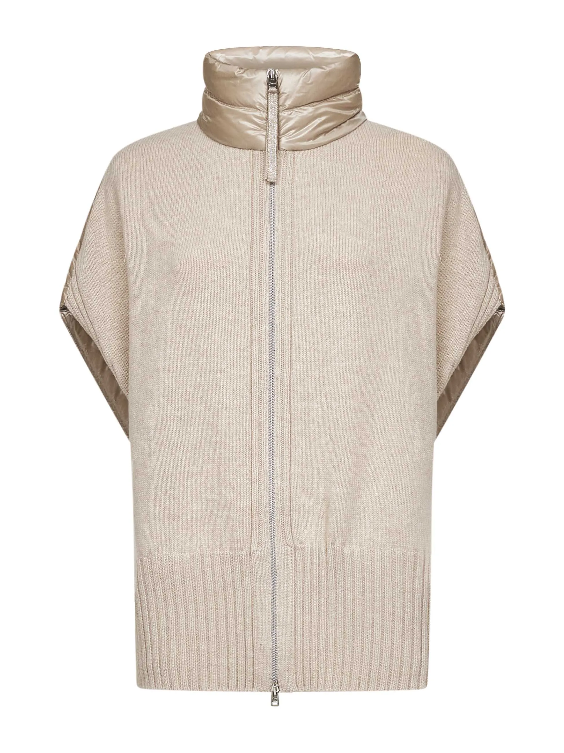 Ivory Knit and Ultralight Nylon Poncho sold by Lord & Taylor