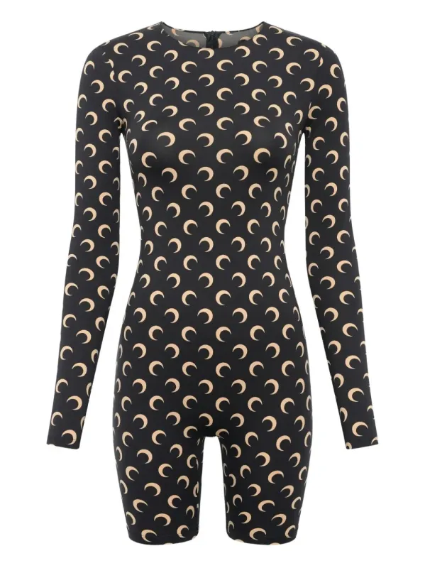 "MOON" PRINTED JERSEY LONG SLEEVES SHORT CATSUIT sold by Lord & Taylor