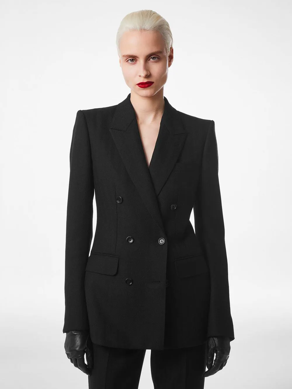 TOM FORD BLACK HARRINGBONE WOOL DOUBLE-BREASTED TAILORED JACKET sold by Lord & Taylor product image thumbnail 2