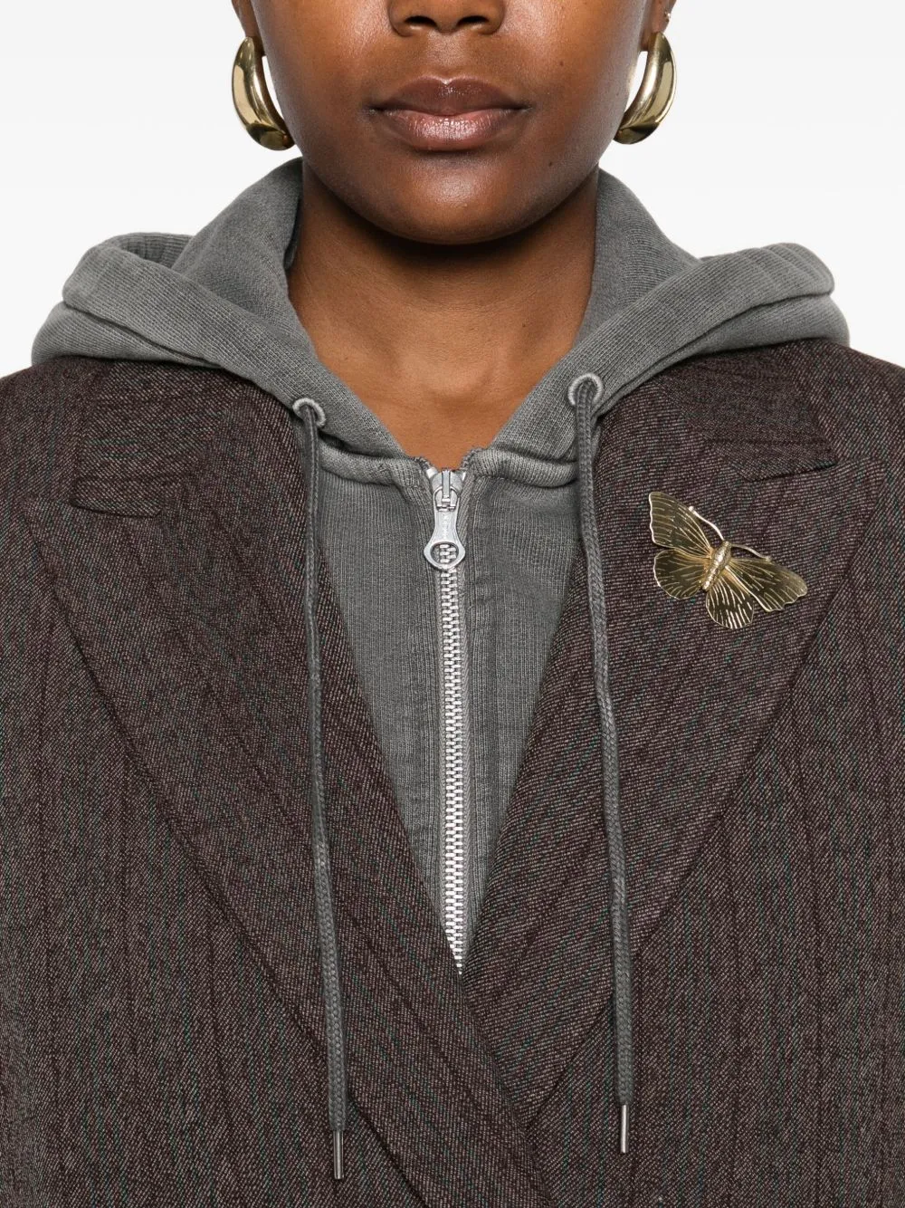 BROWN PINSTRIPE WOOL DOUBLE-BREASTED BLAZER sold by Lord & Taylor product image thumbnail 3