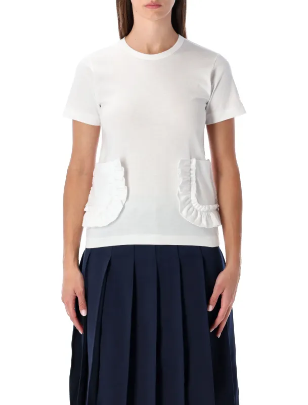 COMME DES GARÇONS GIRL WHITE T-SHIRT WITH RUFFLE POCKETS sold by Lord & Taylor