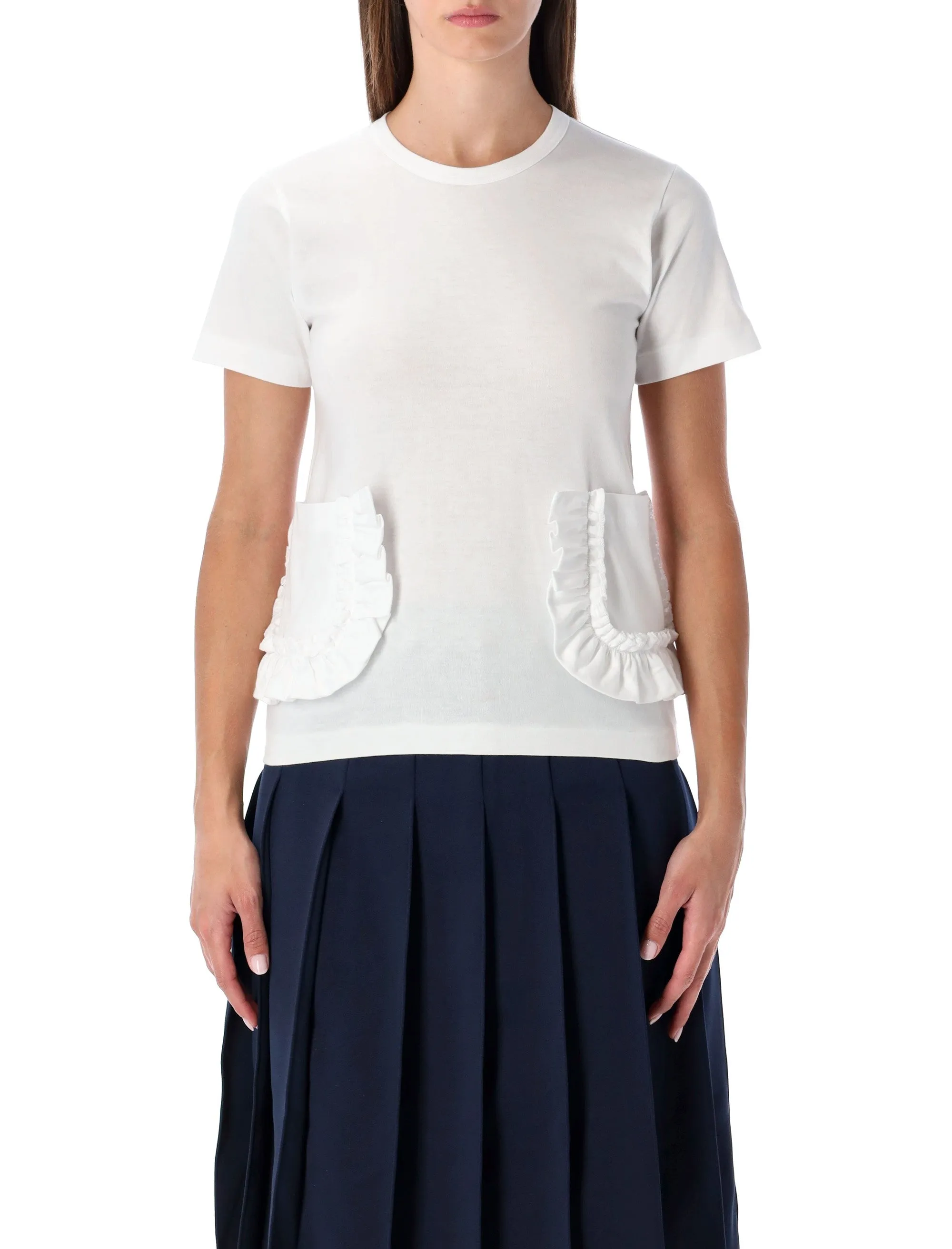 COMME DES GARÇONS GIRL WHITE T-SHIRT WITH RUFFLE POCKETS sold by Lord & Taylor