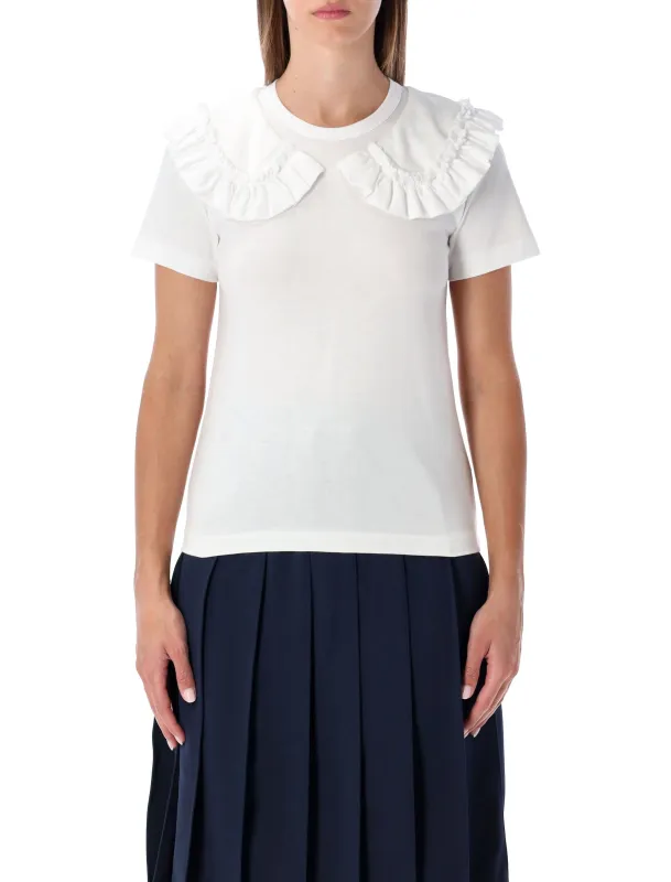 COMME DES GARÇONS GIRL WHITE T-SHIRT WITH RUFFLE COLLAR sold by Lord & Taylor