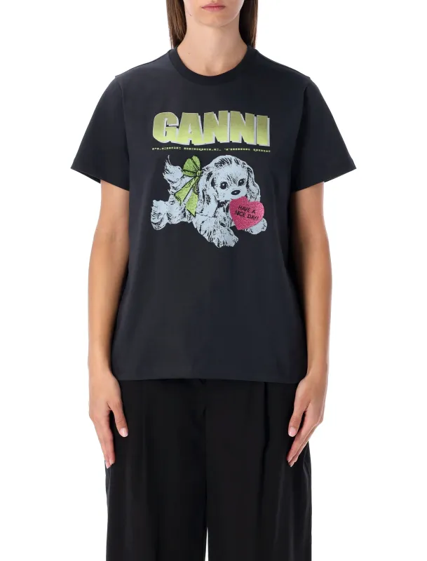 GANNI BLACK PUPPY COTTON T-SHIRT sold by Lord & Taylor