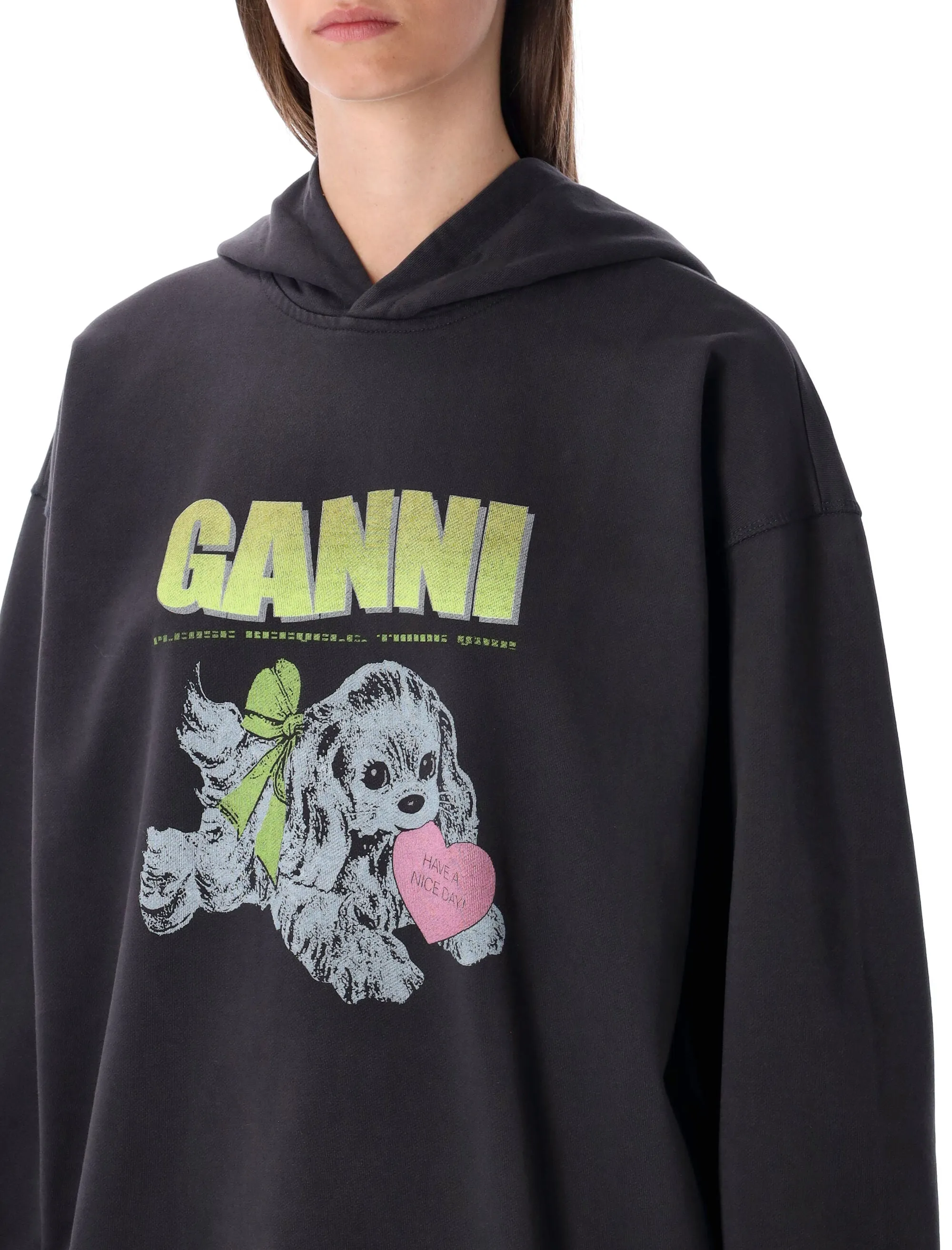 GANNI DARK GREY OVERSIZED PUPPY COTTON HOODIE sold by Lord & Taylor product image thumbnail 3