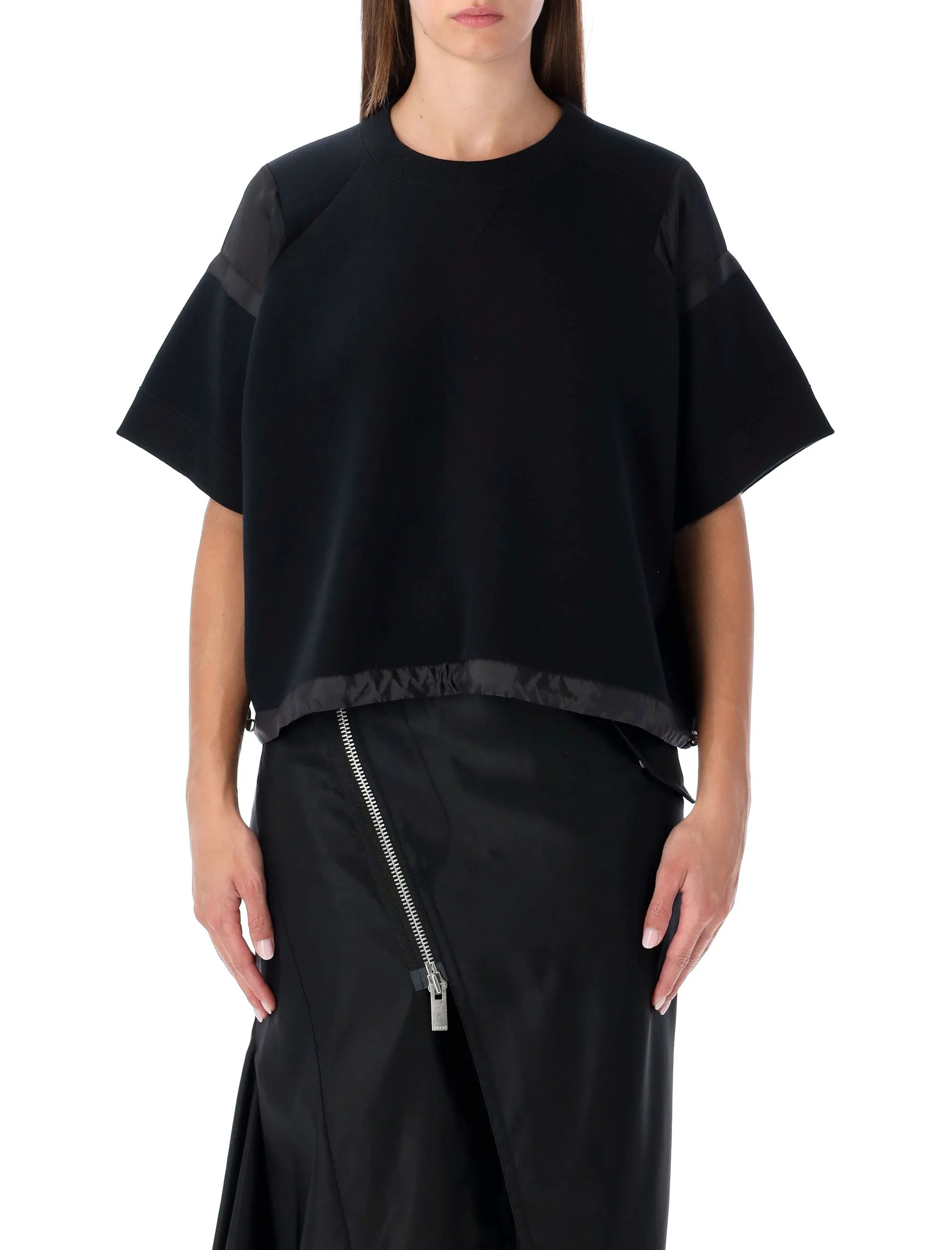 SACAI OVERSIZED TECHNICAL COTTON T-SHIRT WITH ADJUSTABLE DRAWSTRING HEM sold by Lord & Taylor