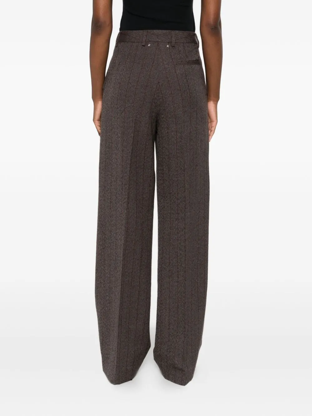 BROWN PINSTRIPE WOOL WIDE-LEG TROUSERS sold by Lord & Taylor product image thumbnail 4