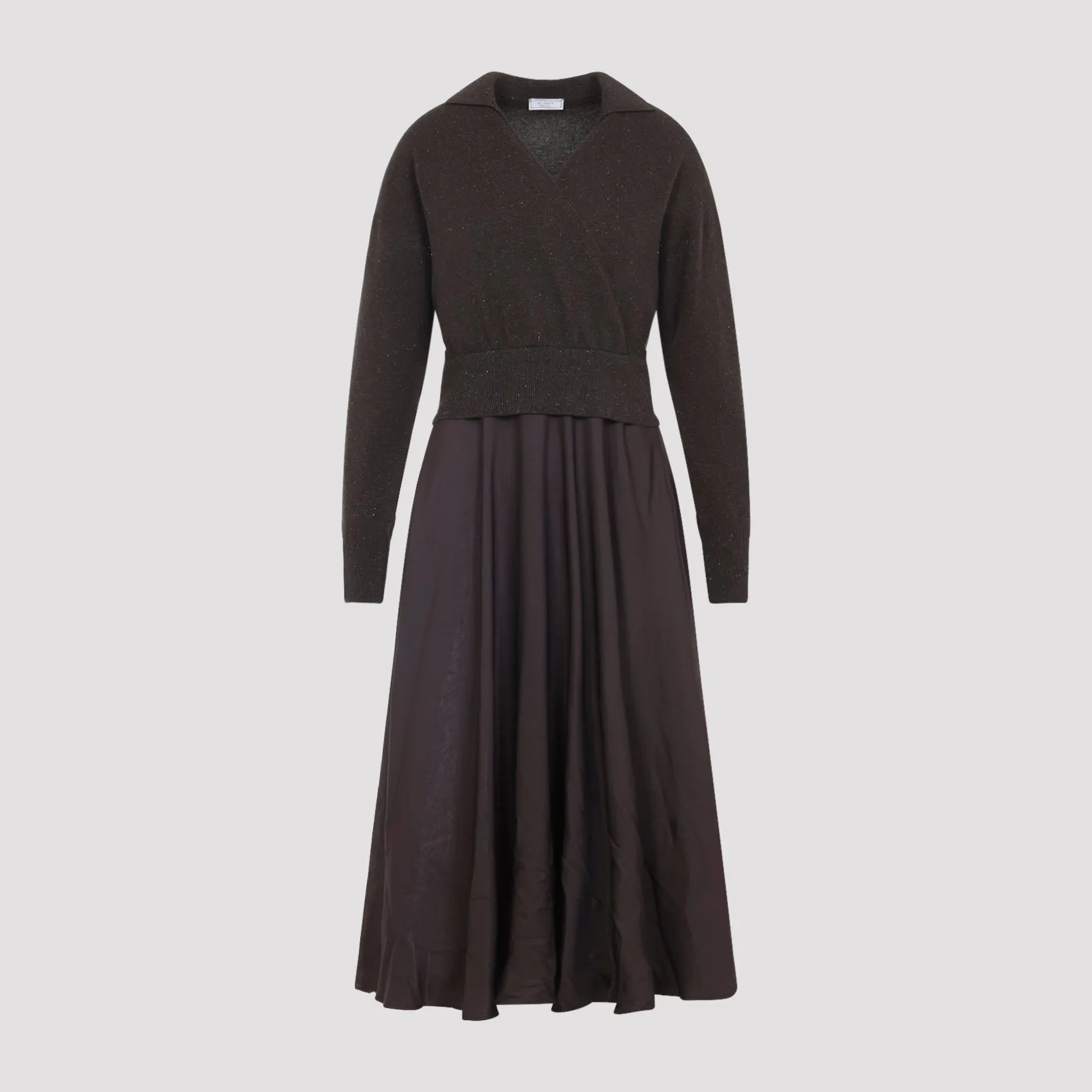 EBONY BROWN VIRGIN WOOL TWO-FABRICS DRESS sold by Lord & Taylor product image thumbnail 2