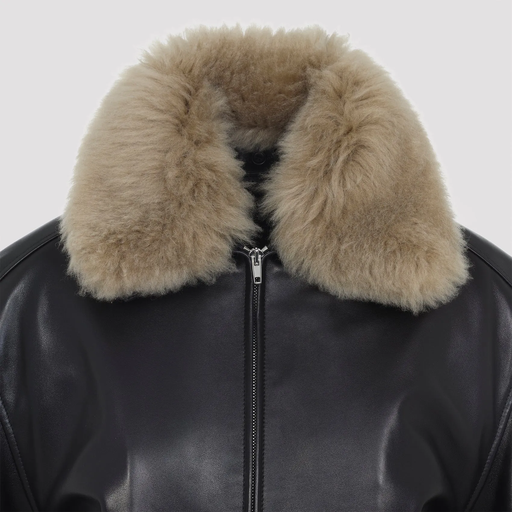 BLACK CROPPED AVIATOR LAMB LEATHER JACKET sold by Lord & Taylor product image thumbnail 5