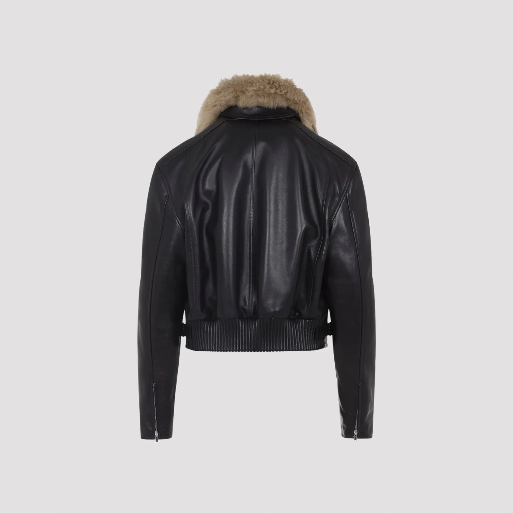 BLACK CROPPED AVIATOR LAMB LEATHER JACKET sold by Lord & Taylor product image thumbnail 3