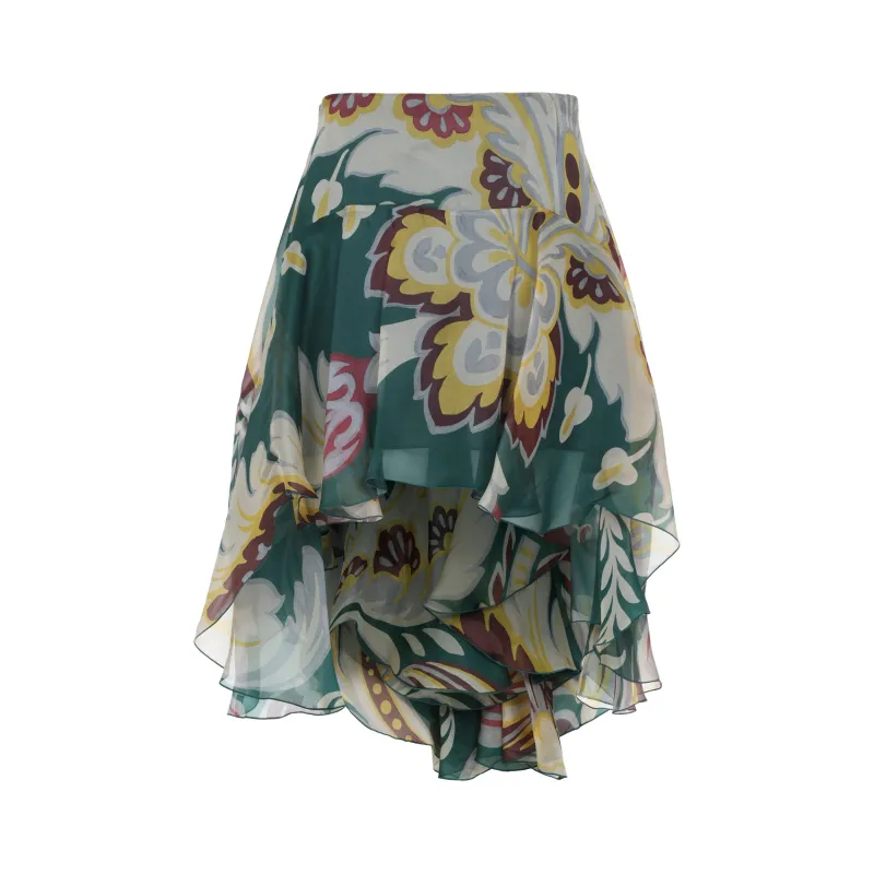 MULTICOLOR ASYMMETRIC SILK MINI SKIRT made by Etro