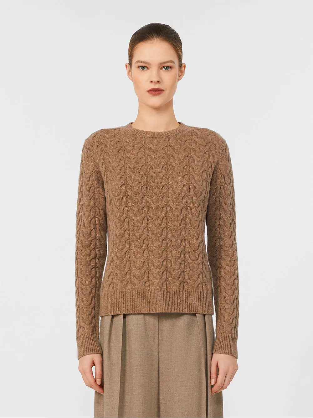 SLIM FIT CABLE-KNIT CASHMERE PULLOVER sold by Lord & Taylor product image thumbnail 2