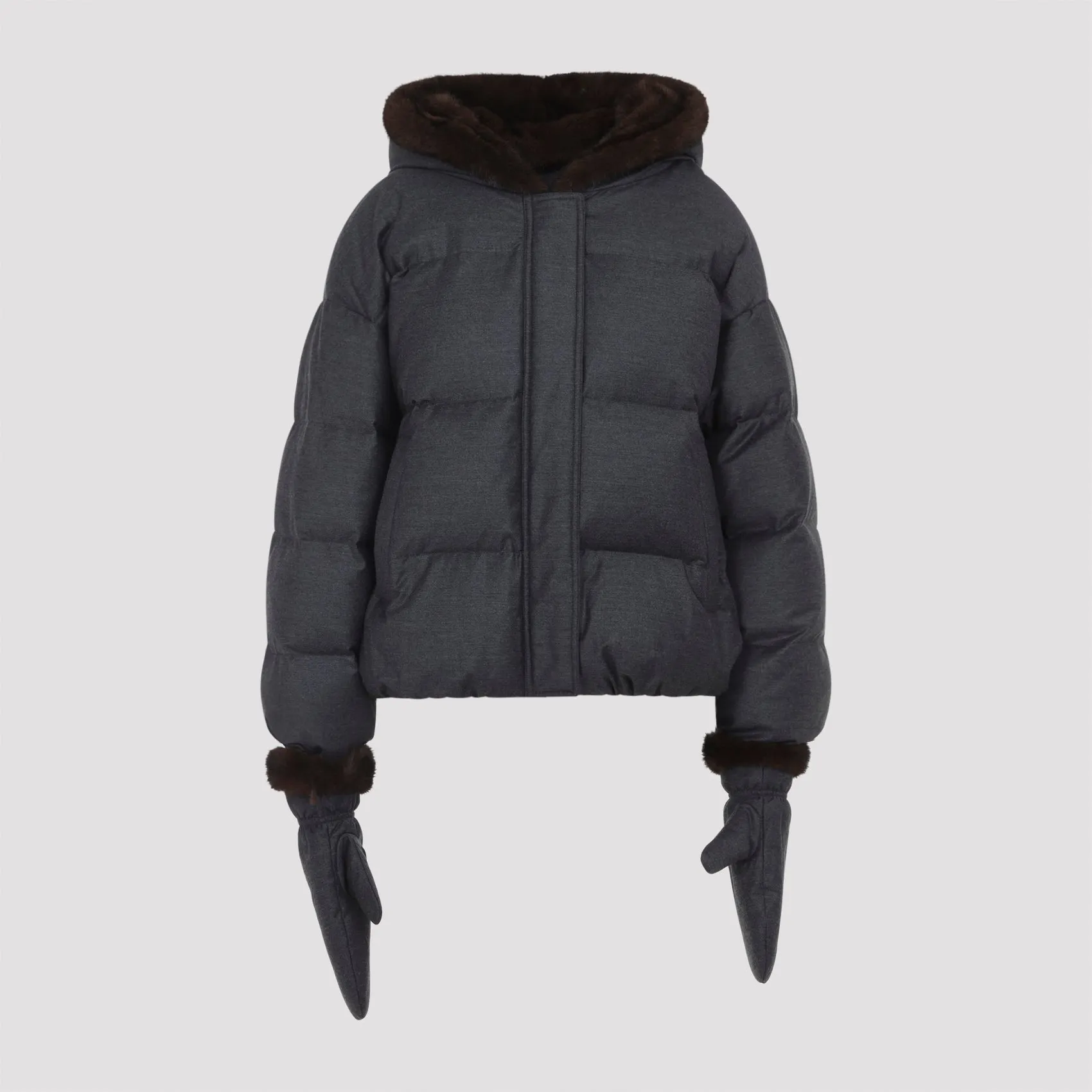 WOOL SHORT DOWN JACKET WITH FUR HOOD sold by Lord & Taylor product image thumbnail 3
