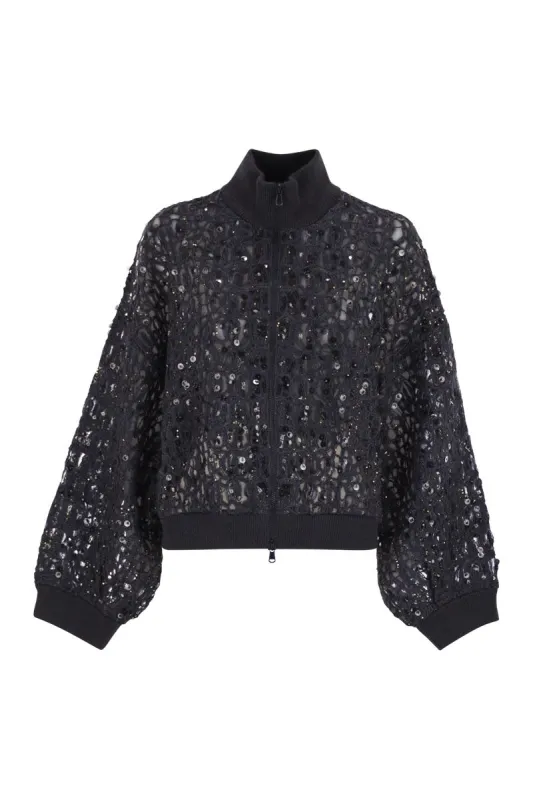 DAZZLING CROC EMBROIDERY CARDIGAN IN MOHAIR, SILK AND LINEN sold by Lord & Taylor