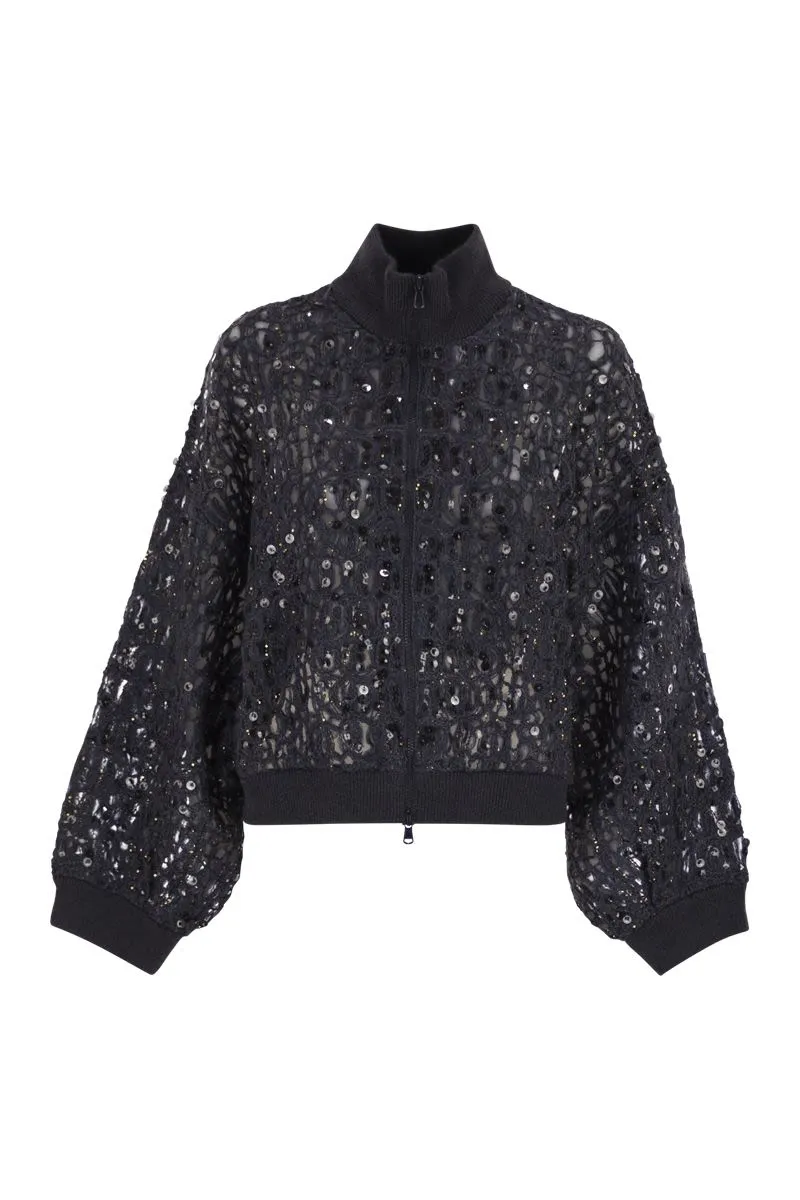 DAZZLING CROC EMBROIDERY CARDIGAN IN MOHAIR, SILK AND LINEN sold by Lord & Taylor