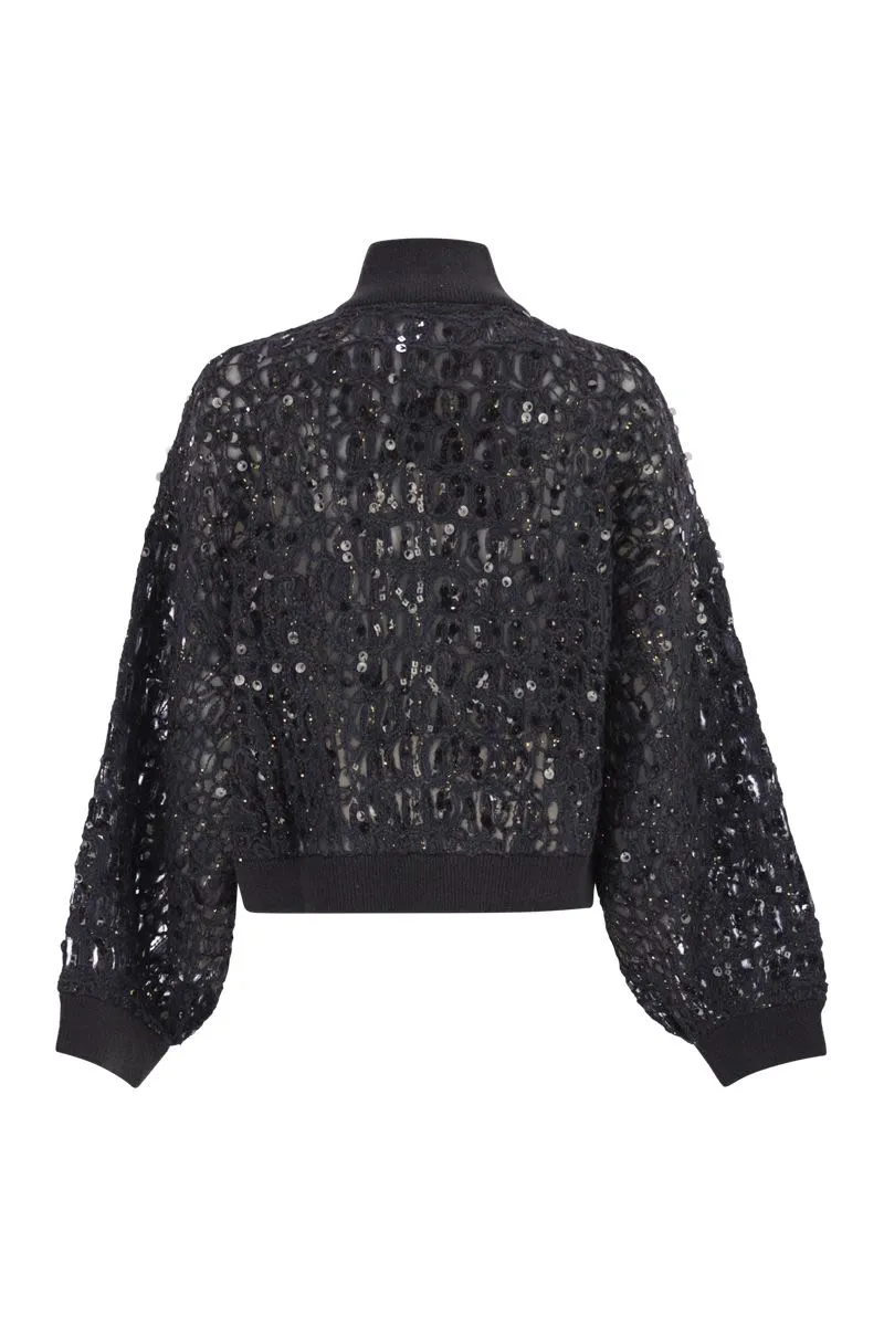 DAZZLING CROC EMBROIDERY CARDIGAN IN MOHAIR, SILK AND LINEN sold by Lord & Taylor product image thumbnail 2
